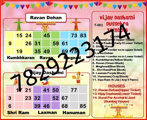 Dussehra Dushehra Theme Tambola Ticket Vijaydashmi