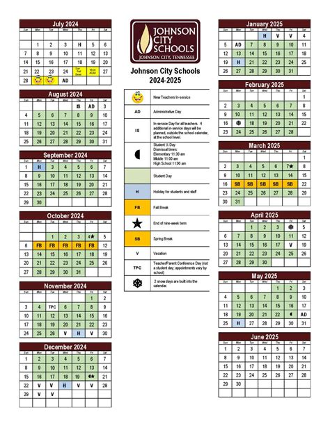 Johnson City Schools Calendar 2024-2025 in PDF