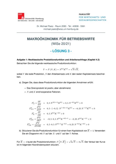 Makro 2020 Loesung 3 Dr Michael Paetz Raum 2083 Tel 42838