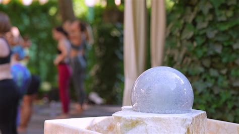 Marble ball sculpture in yoga studio 11487241 Stock Video at Vecteezy