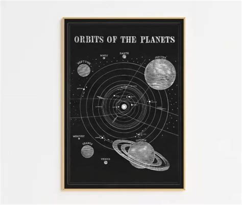 printable solar system poster vintage astronomy wall decor  framed