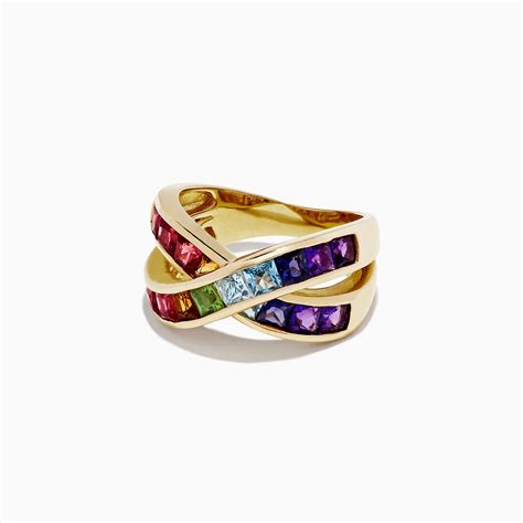 Effy Mosaic 14k Yellow Gold Multi Gemstone Ring 300 Tcw