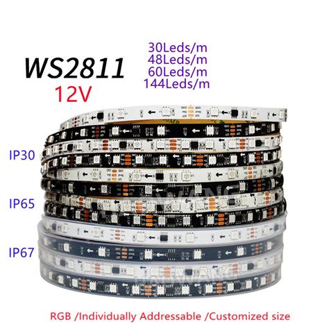 5m Rolos WS2811 DC12V RGB Fita Led 5050 SMD Endereço 30 48 60LEDs 1