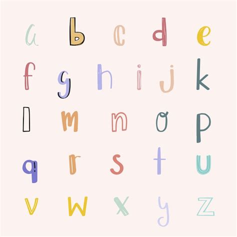 Free Vector Pastel Alphabet Vector Doodle Font Hand Drawn Set