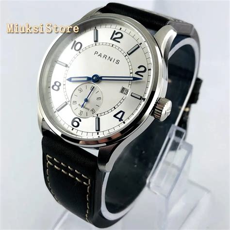 Parnis Reloj De Pulsera Con Esfera Plateada Para Hombre Accesorio