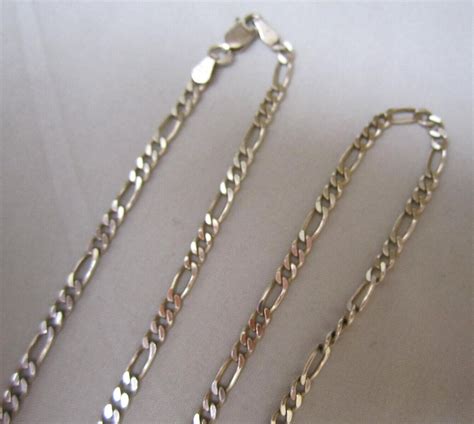 Sterling Silver Italy Figaro Chain Necklace Mm G