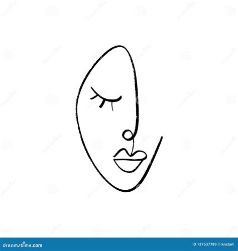 Un Dessin Au Trait Continu Abstrait Visage De Femme Illustration De