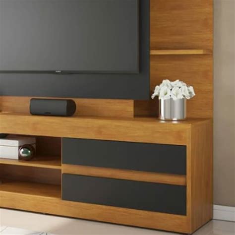 Rack Tv Modular Living Hasta Led Estantes Exclusive Negro Lais Muebles