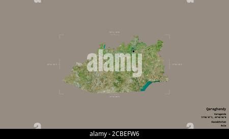 Area Of Qaraghandy Region Of Kazakhstan Isolated On A Solid