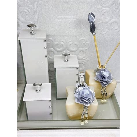 Kit Lavabo Completo Bandeja Nude Prata Shopee Brasil