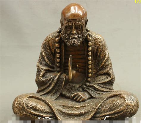 Chinese Bronze Buddhism Arhat Damo Bodhidharma Dharma Buddha Statue