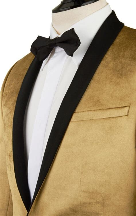 Men Elegant Luxury Golden Velvet Jacket Grooms Wedding Dinner Party