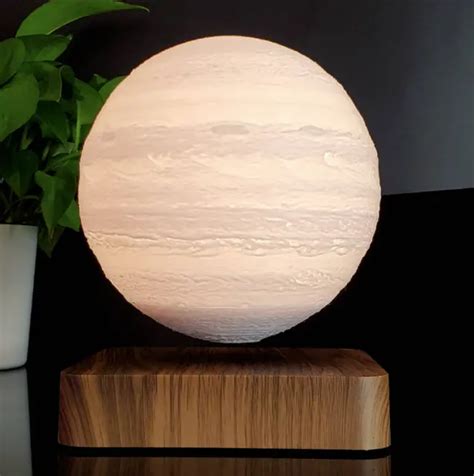 Floating Jupiter Lamp Magnetic Levitation Rotating Moon Planet Night