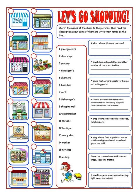 Shopping Readingandmatching Worksheet Free Esl Printable Worksheets