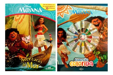 Kit De Livros Infantil Kit Moana Disney Diversão Colorida