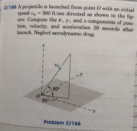 Solved 2/166 A projectile is launched from point O with an | Chegg.com 