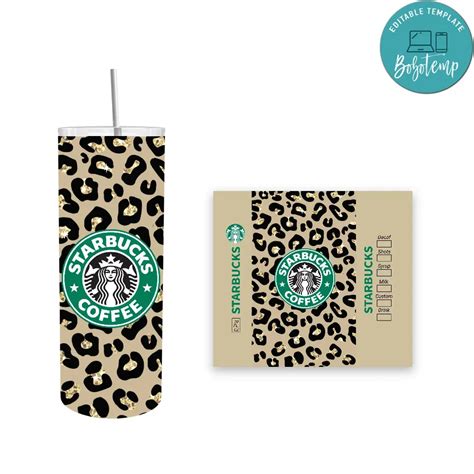 Starbucks Leopard Pattern Oz Skinny Tumbler Design Bobotemp