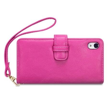 Sony Xperia Z Leather Style Wallet Case Hot Pink With Lily
