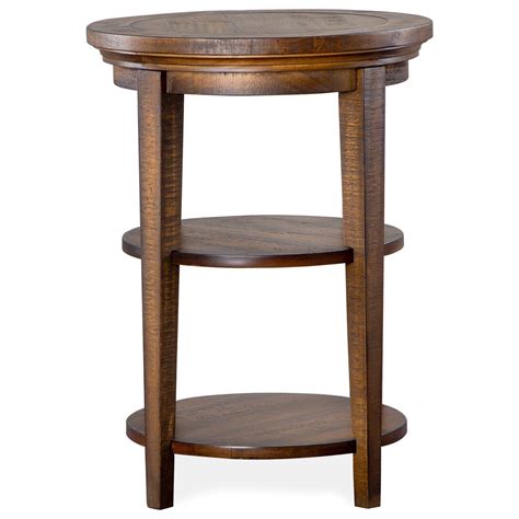 Belfort Select Ward 104707228 Casual Round Accent Table With 2 Open Shelves Belfort Furniture