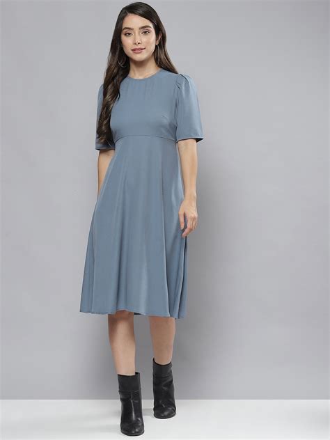 Buy Femella Blue A Line Midi Dress Dresses For Women 19624138 Myntra