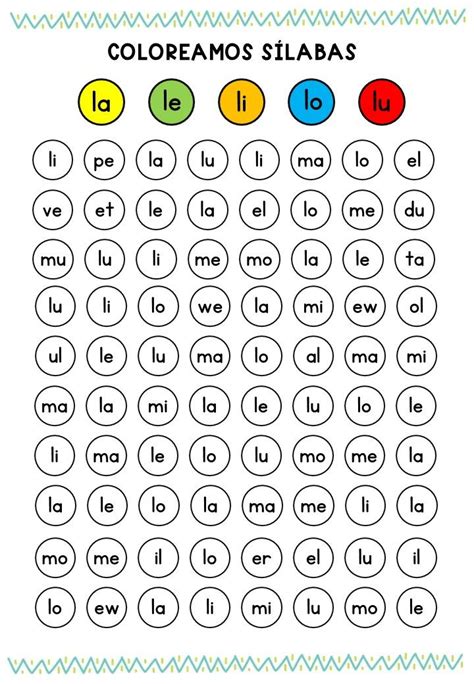 Lectoescritura Trabajamos La Atenci N Coloreando S Labas La Le Li Lo Lu