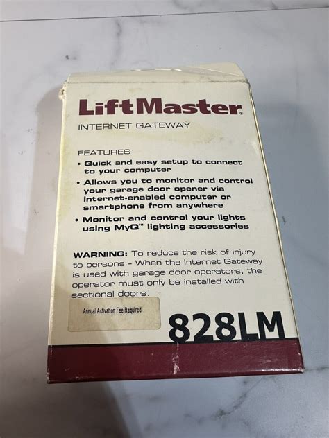 Liftmaster 828lm Internet Gateway Smartphone Control Myq Technology Operators Ebay