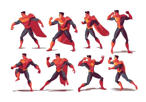 Premium Vector Superhero In Different Poses Superhero Superhero On