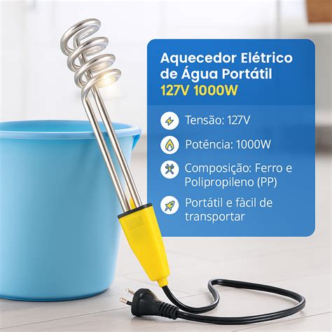 Qual O Melhor Aquecedor Eletrico De Agua - Comprar Aquecedor Eletrico De Água Portatil 127V 1000W Prático - R$23 ...