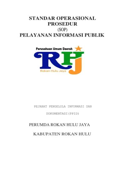 STANDAR OPERASIONAL PROSEDUR SOP PELAYANAN INFORMASI PUBLIK