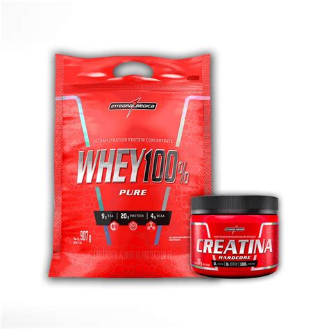 Kit Pure Whey 100 Concentrado 900g Creatina 150g Integralmedica