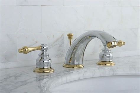 Victorian Chrome Polished Brass Widespread Two Tone Bathroom Faucet New Kingstonbrass