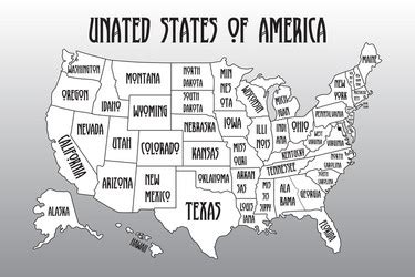 Map of united states america with state names Vector Image