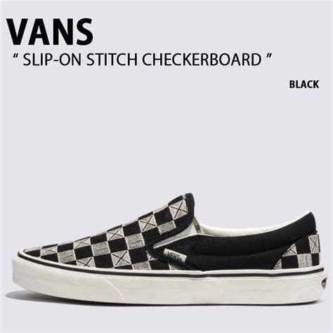 VANS（ヴァンズ） バンズ スニーカー SLIP-ON STITCH CHECKERBOARD BLACK VN000BVZCJJスリッポン ...