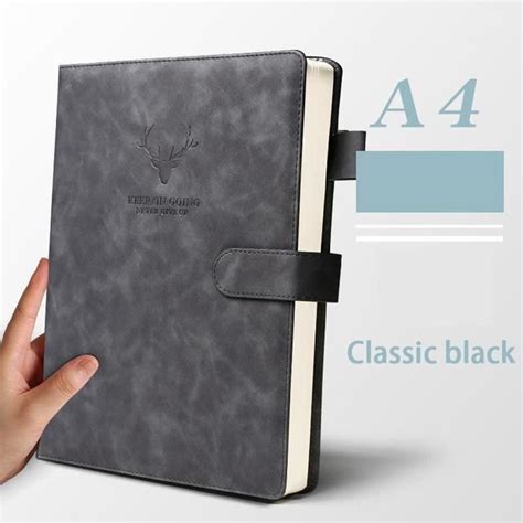 CAHIER Classic black A4 Carnet De Notes A4 Très Épais En Cuir Souple