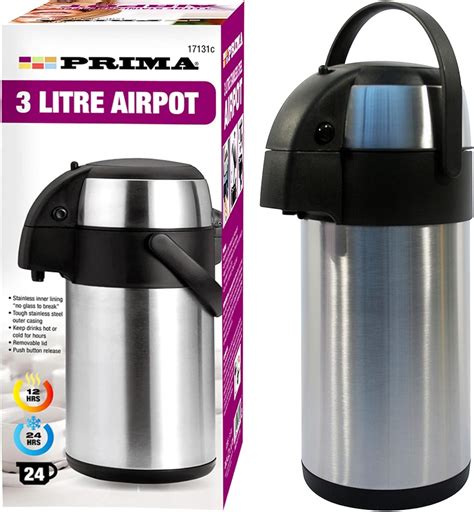 L Prima Professional Stainless Steel Airpot Hot Cold Drinks Tea Coffee Vacuum Flask Jug