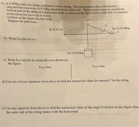 Solved 2 ﻿a 0 450kg ﻿mass M1 ﻿hangs Motionless From A