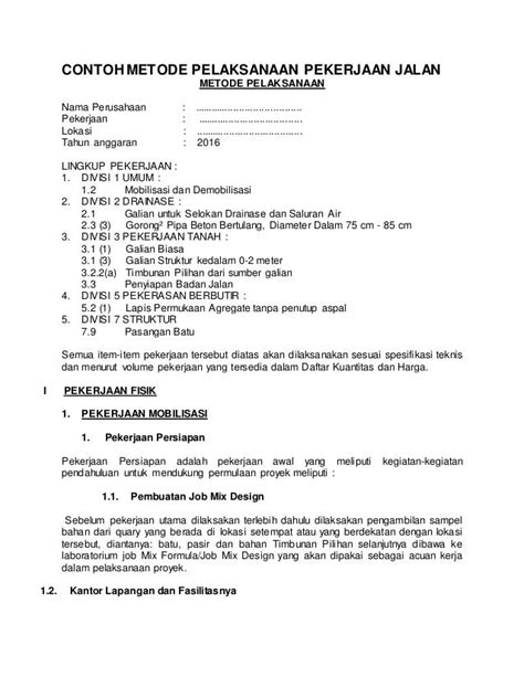 Metode Pelaksanaan Pekerjaan Jalan Beton Bertulang Seputar Jalan Riset