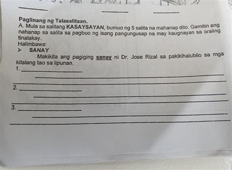 Paglinang Ng Talasalitaan A Mula Sa Salitang Kasaysayan Bumuo Ng Hot