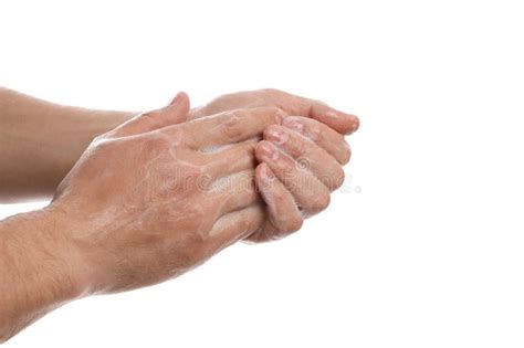 Man Washing Hands With Soap On Background Closeup Stock Image Image