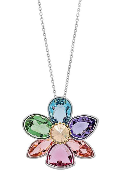 Swarovski Flower Pendant Necklace Crystal Multicolor Brand New MSRP