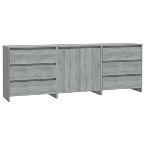 HUA Buffets bahuts Buffets 3 pcs Sonoma gris Bois d ingénierie