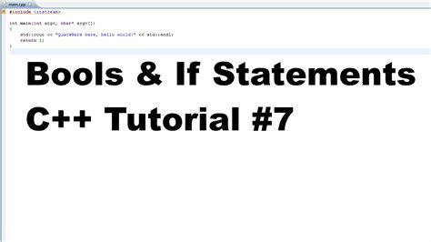 Bools & If Statements - C++ Tutorial #7 - YouTube