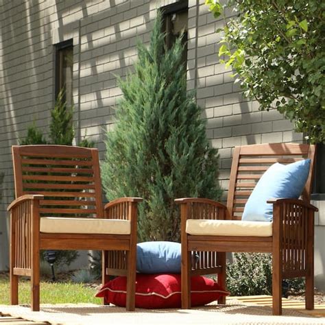 Walker Edison Furniture Company Boardwalk Dark Brown Acacia Outdoor