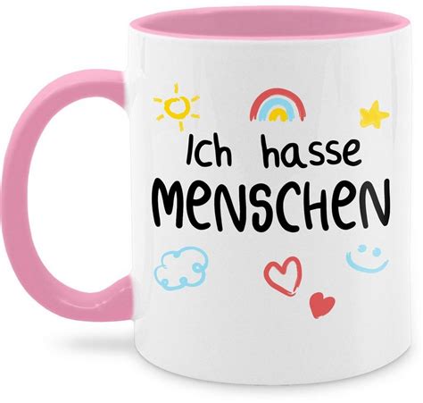 Shirtracer Tasse Ich Hasse Menschen Kinderschrift Schwarz