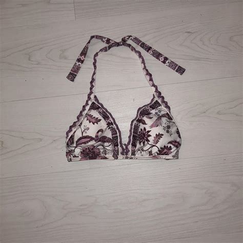 Purple String Bikini Top Paisley Pattern Depop