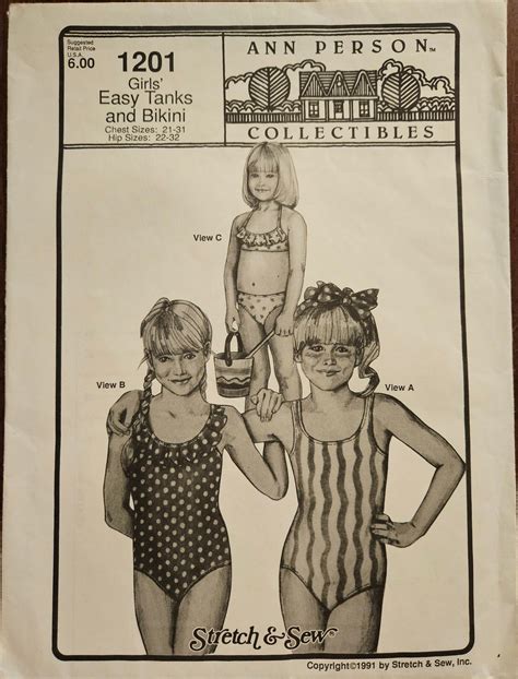 Stretch Sew Girls One Piece And Bikini Swimsuit Optional Neckline Ruffle Easy Sewing