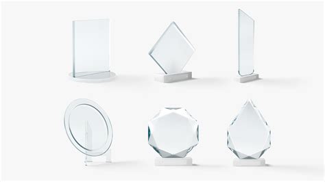 ArtStation - Glass Award Trophy Shapes - crystal plaque trophies set ...