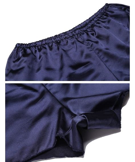 Women Sexy V Neck Sleepwear Silk Satin Chemises Lingerie Halter Babydoll Nightdress Set Navy