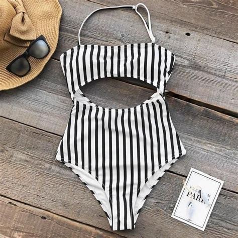 Steamy Hot Striped Beach Swimsuit Cute One Piece Swimsuits Piece Swimsuit Striped One Piece