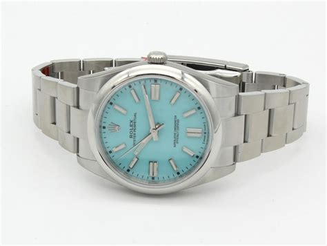 Rolex Oyster Perpetual Mm Stainless Steel Turquoise Blue Tiffany Dial